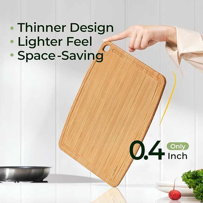 Dishwasher Safe Bamboo Cutting Boards Durable Lightweight Wood Cutting Board for Busy Kitchen, Easy Clean Wooden Chopping Boards with Juice Groove Set of 3 (L+M+S)