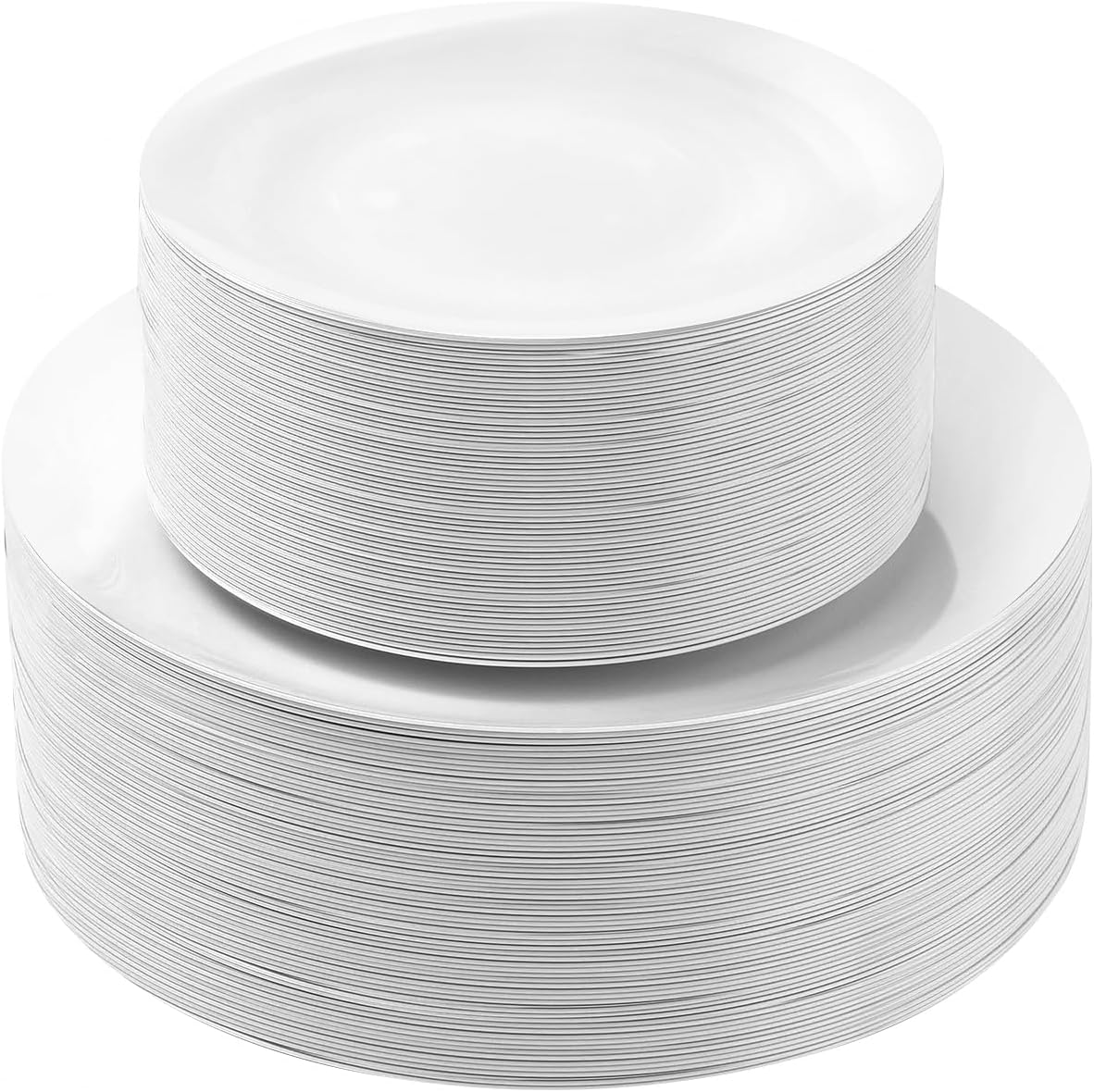 100PCS White Plastic Plates, White Disposable Plates for Party, Wedding, Include 50 Dinner Plates, 50 Dessert Plates for 50 Guests
