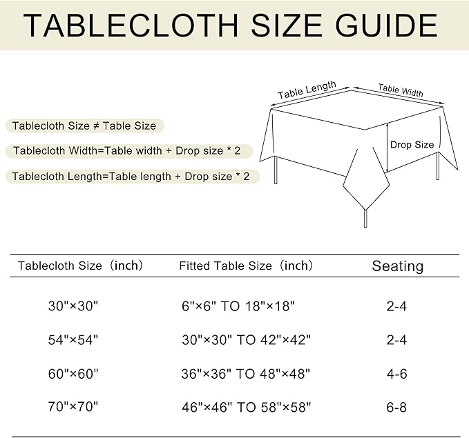 JIUZHEN Square Table Cloth Faux Linen Farmhouse Tablecloth Wrinkle and Stain Resistant Decorative Fabric Table Cover for Kitchen, Dining Room, Parties and Camping, Beige, 54 x 54 Inch