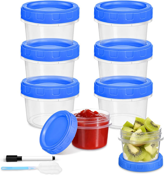 6 Pcs 2 oz Salad Dressing Container To Go Small Sauce Containers with Lids, Reusable Condiment Cups for Lunch Box, Airtight Freezer Storage Containers, Microwave & Dishwasher Safe