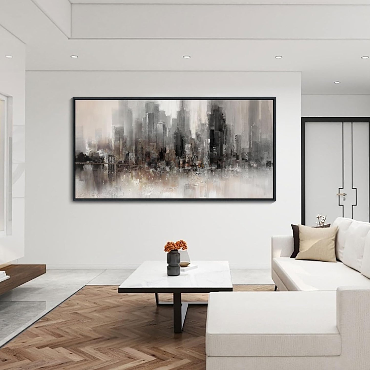 YDYSUNE NYC WALL ART Framed Ready to Hang Home Decor Black White Artwork Wall Art Prints Canvas Painting Large Size for Living Room Bedroom Office Decoration