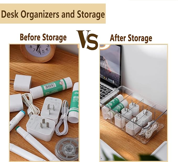 6 Pack Pantry Organizers and Storage,4 compartment Snack Containers for Kitchen,Fridge,Refrigerator Organization and Storage,Clear Plastic Bins for Spice,Tea bag,Seasoning organizer