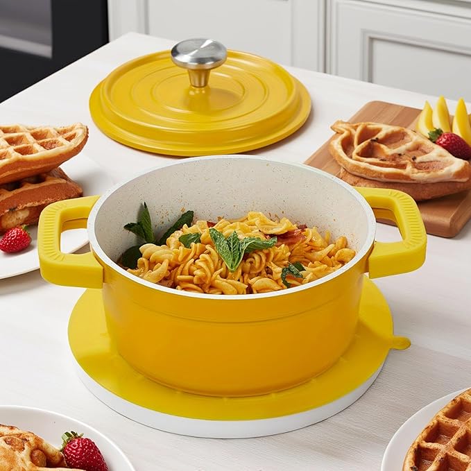 small soup pot with lid,2.6 Quart Granite Casserole Small Soup Pot Pasta Cooking Pot,Dual Handles, Small-Duty Cookware for Braising, Cook soup