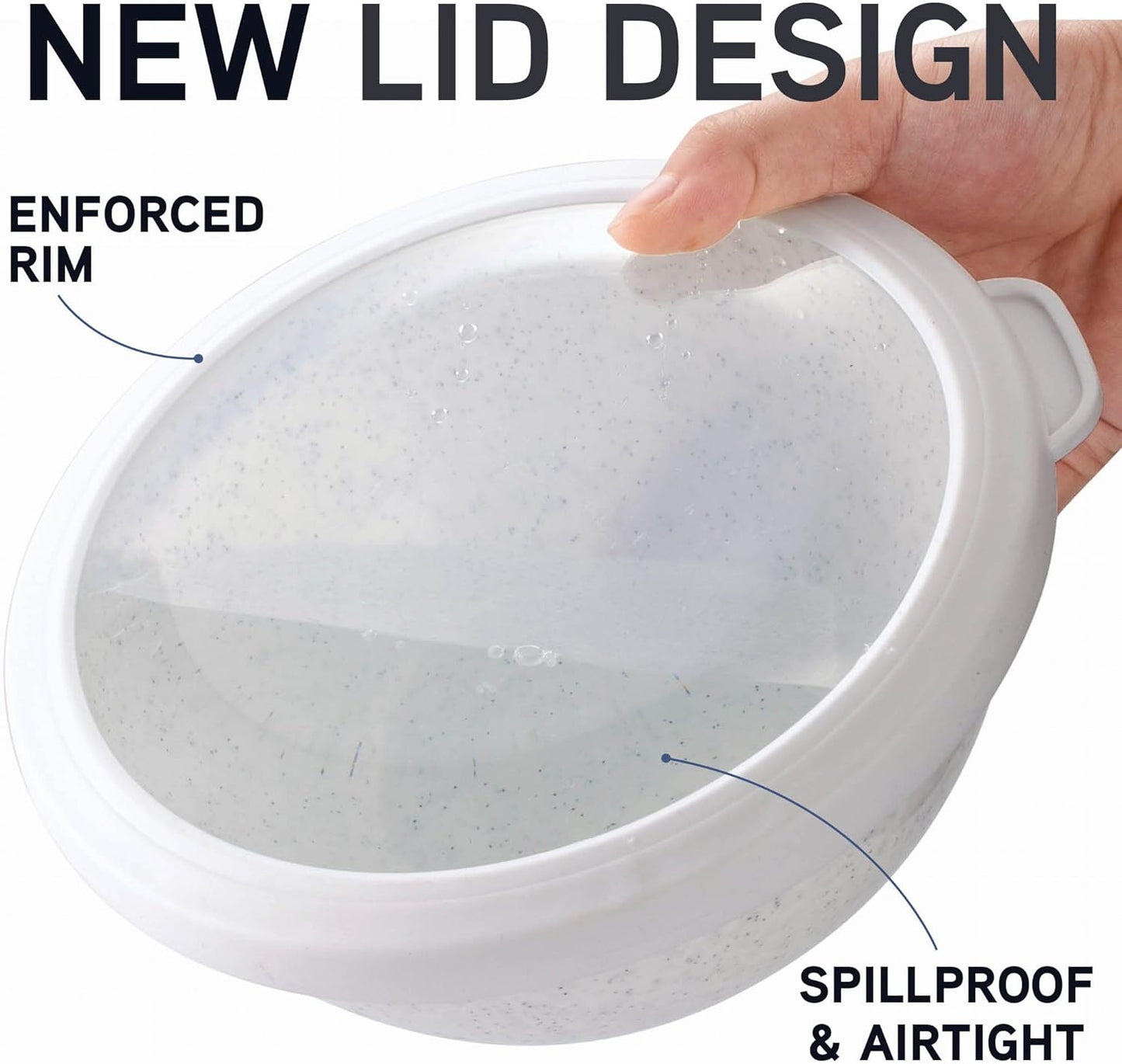 COOK WITH COLOR Mixing Bowls with TPR Lids - 12 Piece Plastic Nesting Bowls Set includes 6 Prep Bowls and 6 Lids, Microwave Safe Mixing Bowl Set (Black and White)