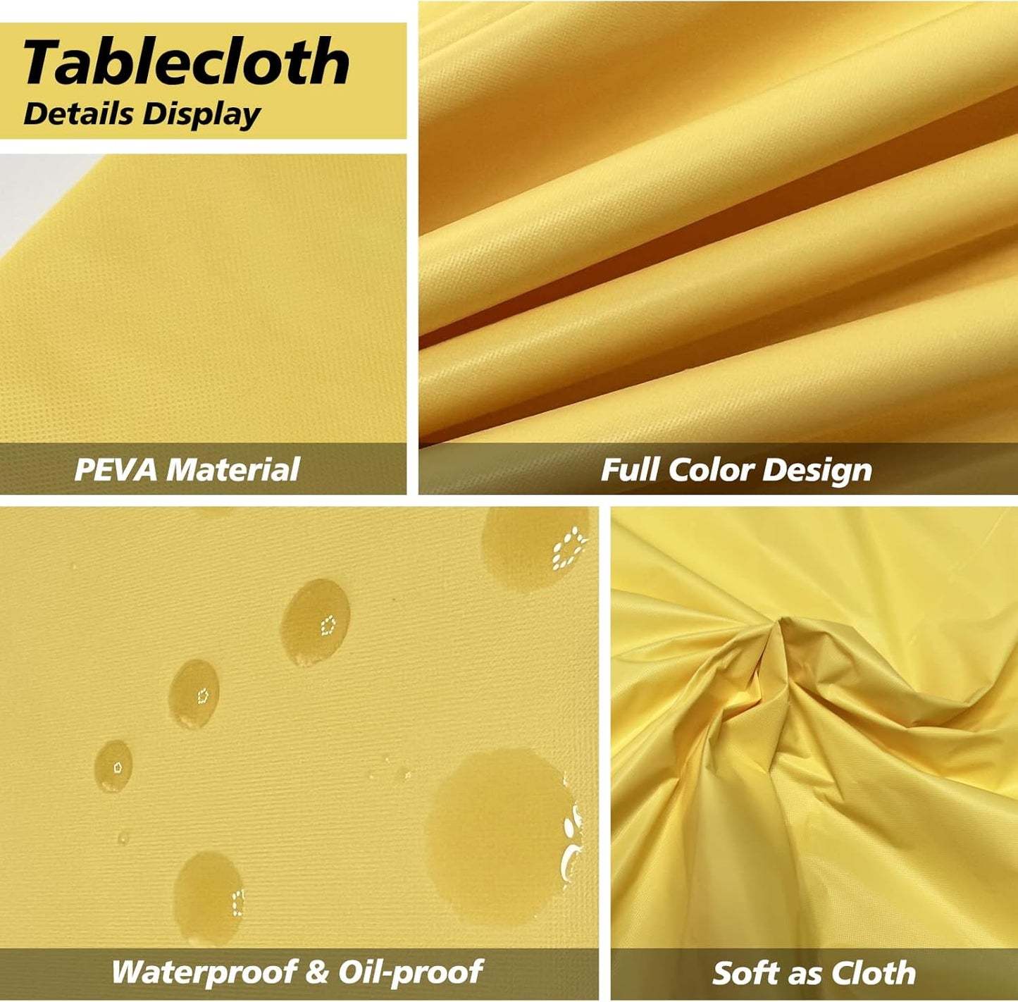 FUNTOOB Plastic Table Cloth 4 Pack Yellow Disposable Plastic Tablecloth Party Table Cover Lemons Party Table Clothes for Baby Shower Gender Reveal Birthday Party Decorations 54" X 72" (Yellow 4 Pack)