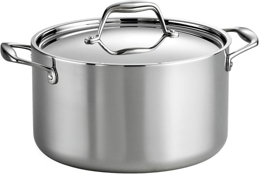 Tramontina Signature Tri-Ply Clad Stainless Steel 6-Quart Sauce Pot with Lid, Induction-Ready Pot, Dishwasher-Safe, NSF-Certified, Made in Brazil
