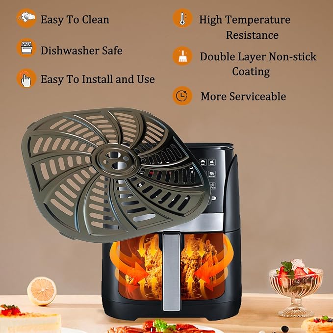 6QT Air Fryer Grill Pan for Gourmia GAF616 Air Fryers, Upgraded Air Fryer Crisper Tray Grill Crisper Plate Rack Insert Grate Grid Shelf for Gourmia 6QT Air Fryers, Nonstick, Dishwasher Safe