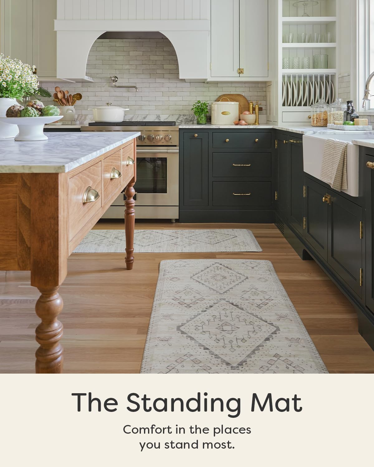 House of Noa Nama Standing Mat – Anti-Fatigue Cushioned Kitchen Mats for Floor | Ergonomic Bounce-Back Foam Kitchen Mats | Anti-Fatigue Mats for Kitchen & Standing | Ula Calico | 22" x 36"