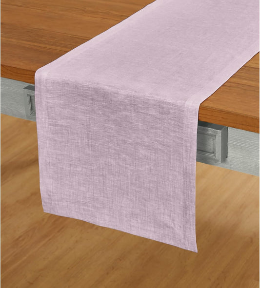 Solino Home Linen Short Table Runner 60 Inches - Athena, 100% Pure Linen Chambray Lavender Table Runner 14 x 60 Inch Ideal for Dresser and Coffee Tables - Thanksgiving, Holiday