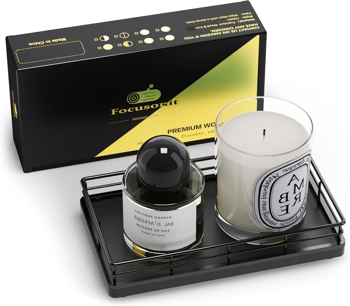 Bathroom Tray for Counter, Oak Wooden 7.5" L Decorative Vanity Tray for Dresser Tops Perfume Jewelry Makeup Candle Soap Sponge Holder for Kitchen Countertop Organizer Coffee Table Decor Bar Black