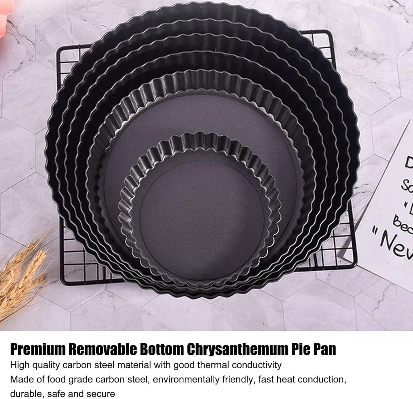 Tart Pan with Removable Bottom, Non Stick Quiche Baking Dish, Large Fluted Quiche Pan for Baking, 13 Inch