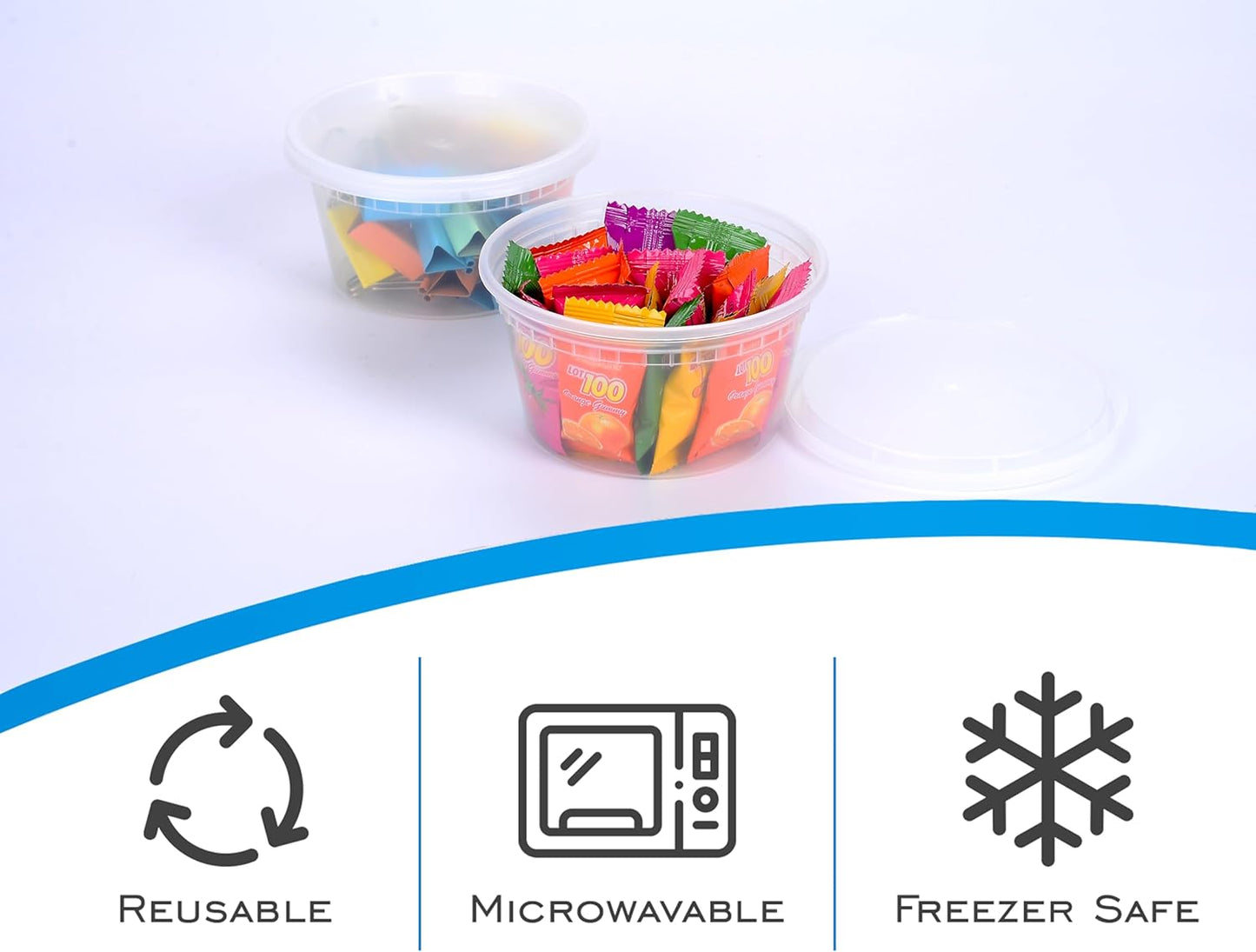 EDI [12 OZ, 25 Sets] Plastic Deli Food Storage Containers with Airtight Lids | Microwave-, Freezer-, Dishwasher-Safe | BPA Free | Heavy-Duty | Meal Prep | Leakproof | Recyclable