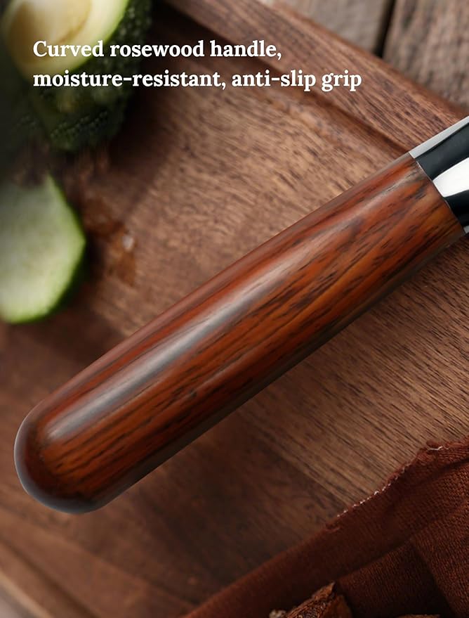 Nakiri Knife 7 Inch, Japanese AUS-10 High Carbon Stainless Steel Chef Knife, Rosewood Handle, Razor Sharp Vegetable Cleaver for Chopping, Gift Box Included