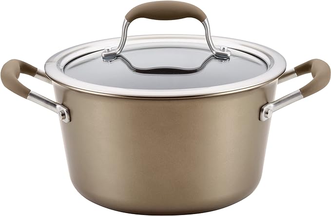 Anolon Advanced Home Hard-Anodized Nonstick Tapered Sauce Pan/Saucepot, 4.5-Quart (Bronze)