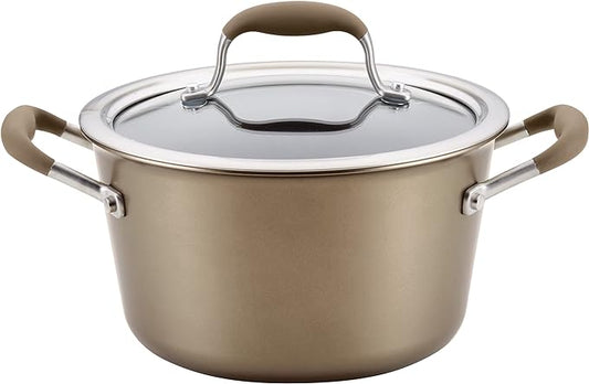 Anolon Advanced Home Hard-Anodized Nonstick Tapered Sauce Pan/Saucepot, 4.5-Quart (Bronze)