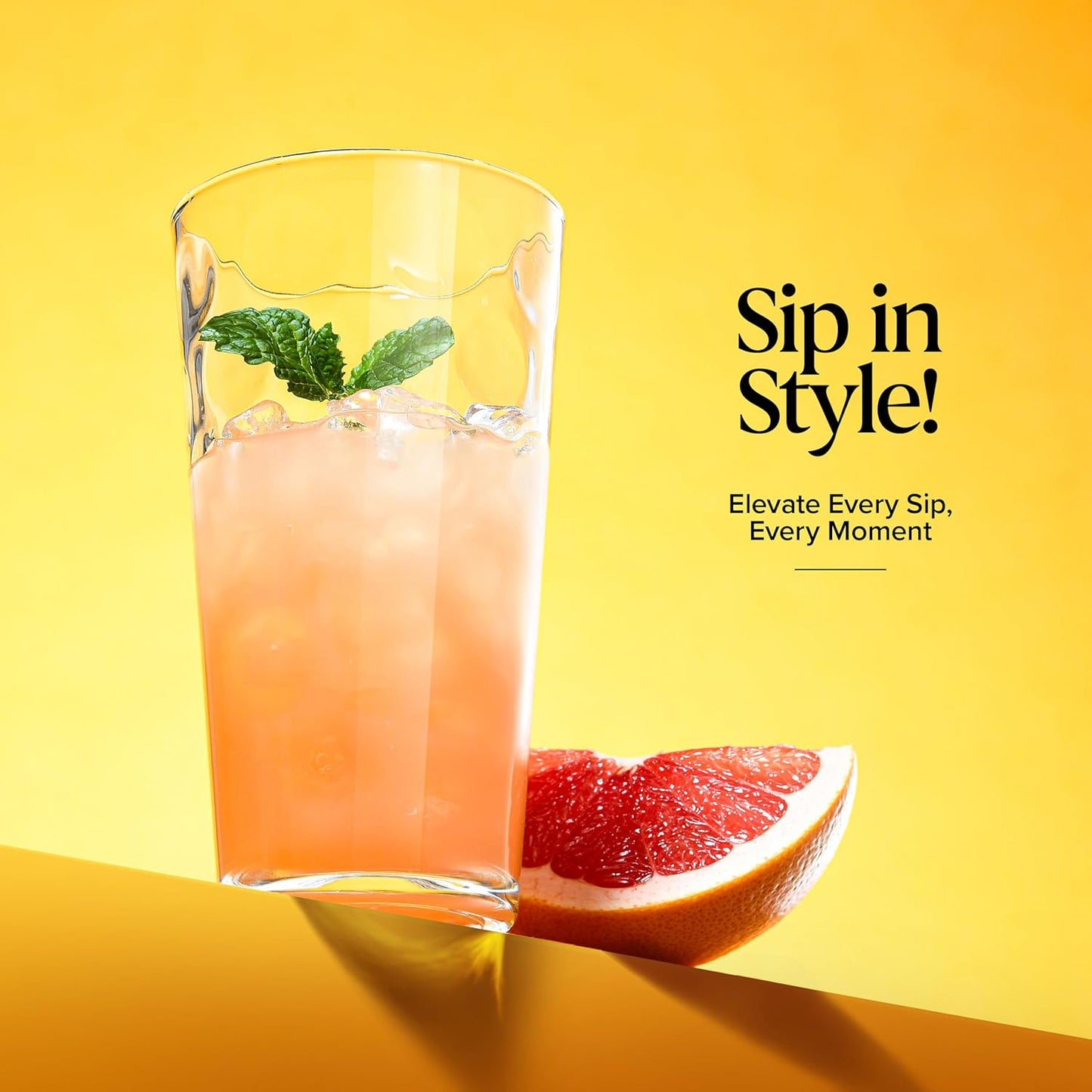 Home Essentials Highball Glasses Set of 6 Bubble Glassware Cooler Set, 17 oz Kitchen Glasses Tall Collins Everyday Basic Home Bar Drinkware Water Juice Cocktails