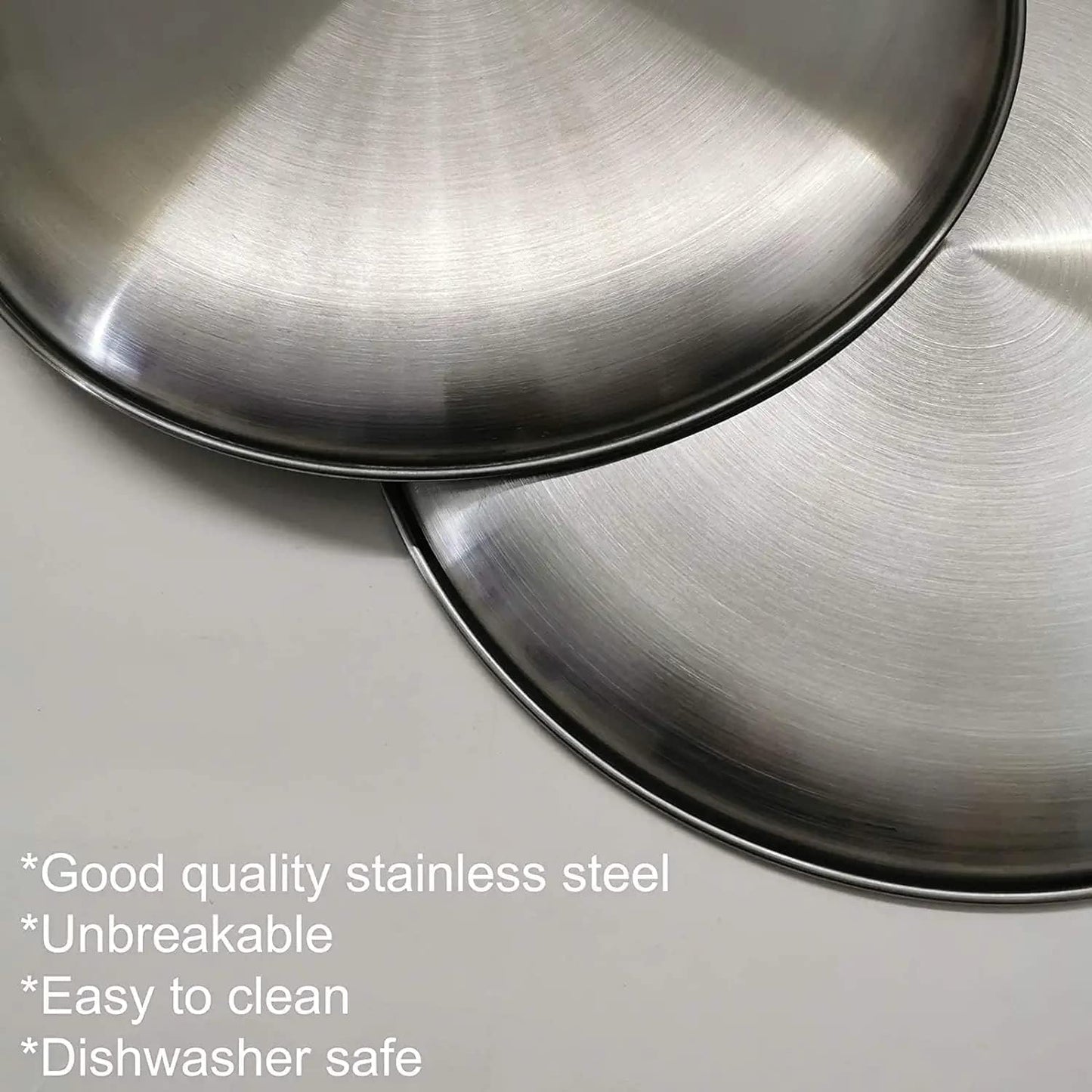 Reusable Brushed Metal Dinner Plates-Stainless Steel Round Plates,Dinner Plate Dish Heavy Duty Kitchenware Round Metal Plates | Dishwasher Safe |Use for BBQ Steak (10 Inch 4 Pack)