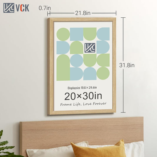 VCK 20x30 Oak Wood Frame for Poster & Picture, Natural Solid Wood Photo Frames 5 Pack, Wall Mounting Hanging