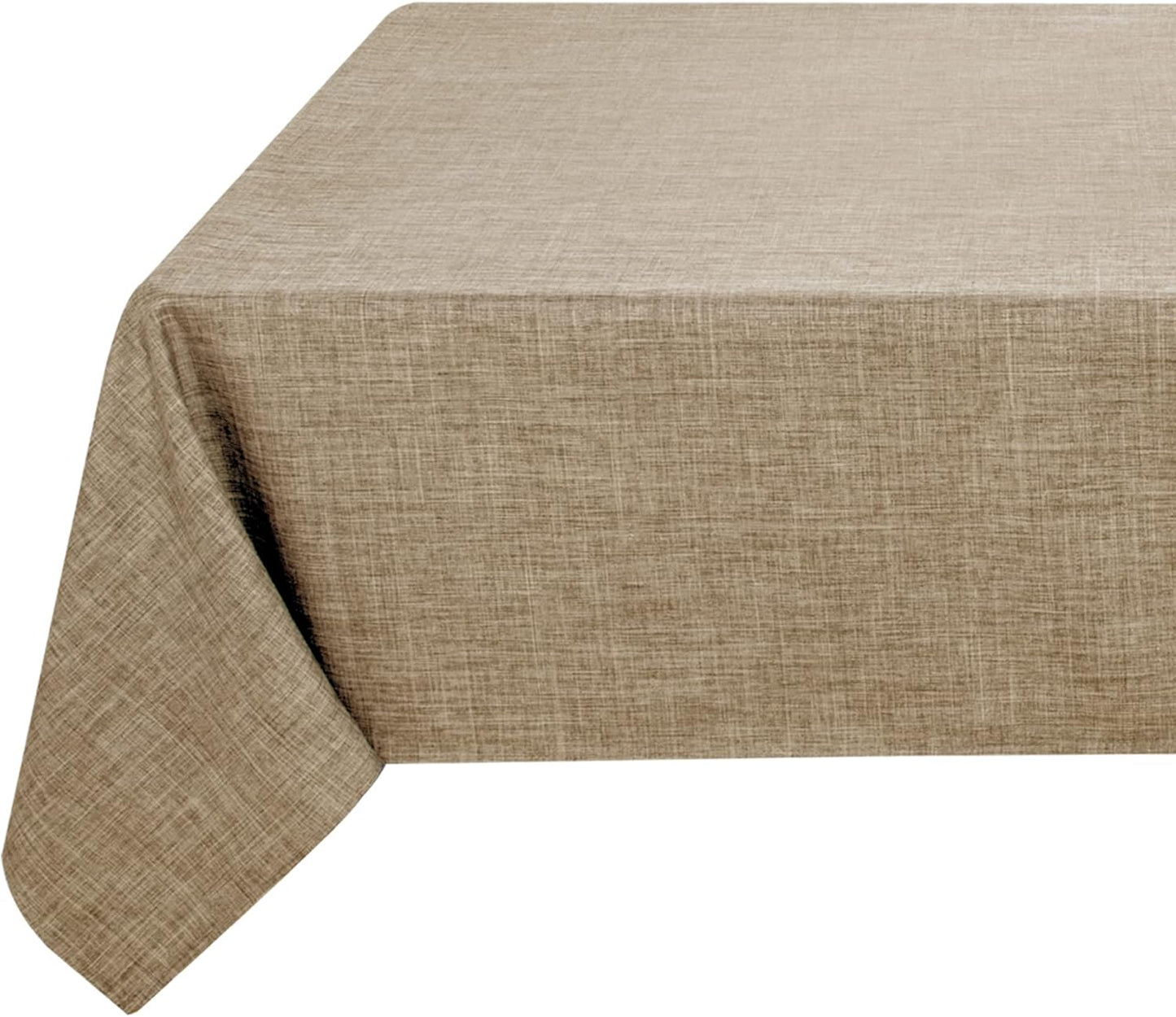 Fitable Faux Linen Tablecloth Rectangle 60 x 102 Inch - Rustic Fabric Table Cloth for 6 Foot Tables, Nature Faux Burlap Table Cover for Kitchen Dining, Party, Farmhouse