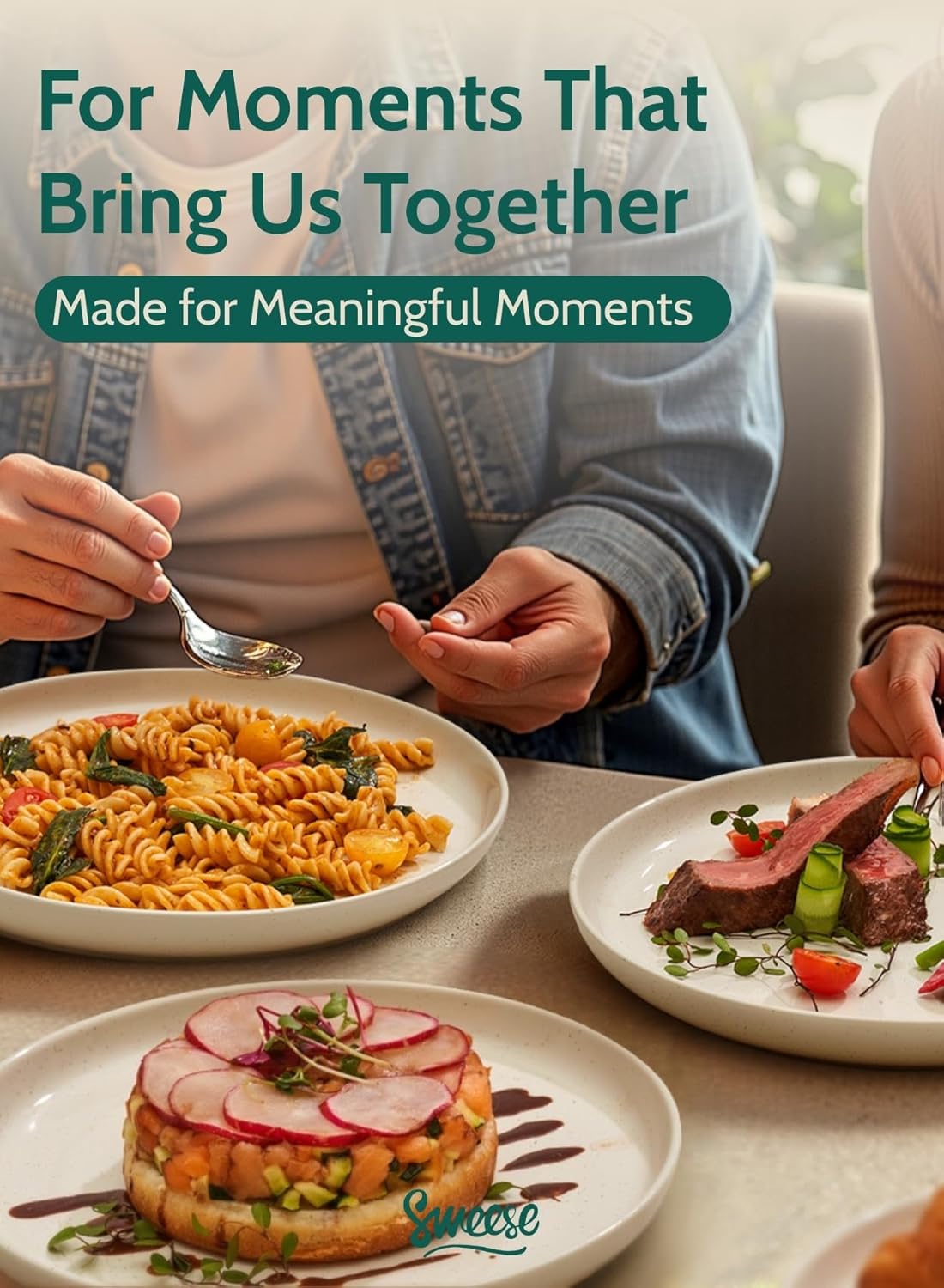 Sweese Porcelain Dessert Plates 7.4 Inch - Set of 6, Salad Appetizer Plates, Microwave Dishwasher Safe, Scratch Resistant, Blue