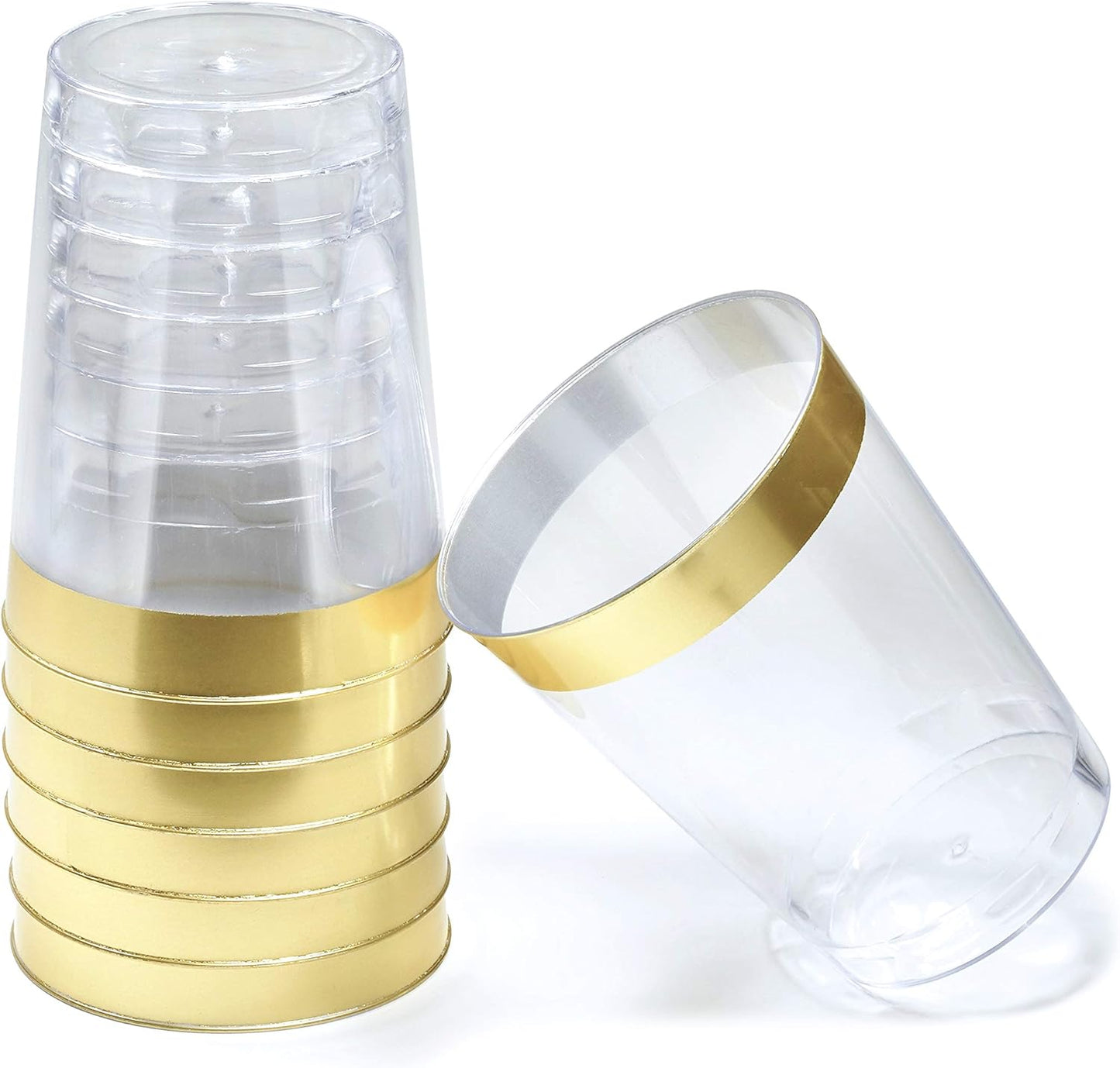 " OCCASIONS " 960pcs set (120 Guests)-Vintage Wedding Party Disposable Plastic Plates -120 x 11'' + 120 x 8.25''+Silverware+Gold rim Cups+Napkins (Chateau in Ivory)