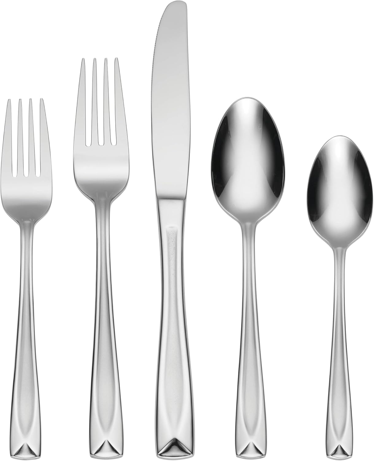 Oneida Satin Lincoln 45 Piece Everyday Flatware Set, Service for 8, 18/0 Stainless Steel, Silverware Set, Dishwasher Safe
