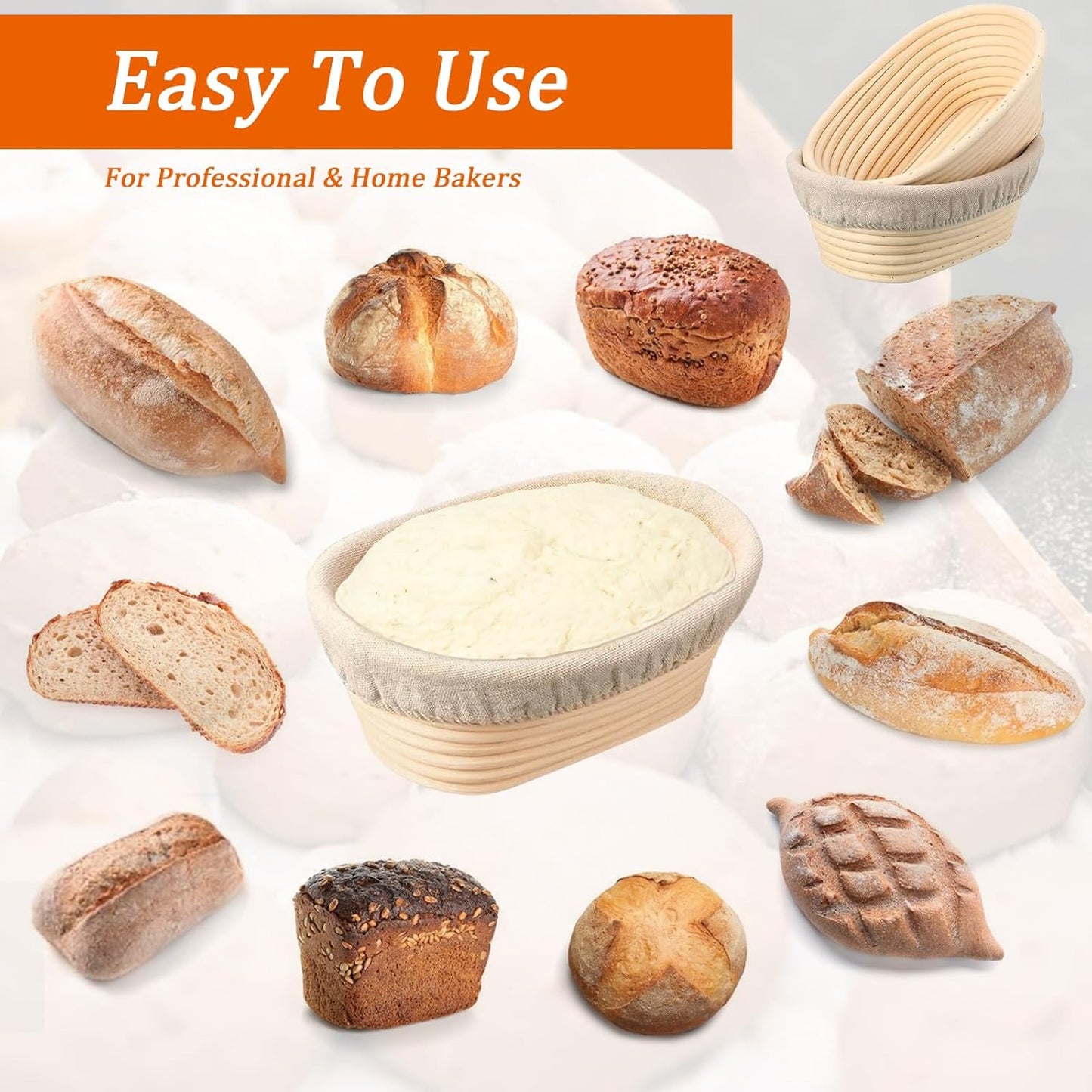6 inch Oval Mini Banneton Bread Proofing Basket Small Sourdough Bread Baking Supplies Set of 5 Sourdough Starter Kit Baking Gifts
