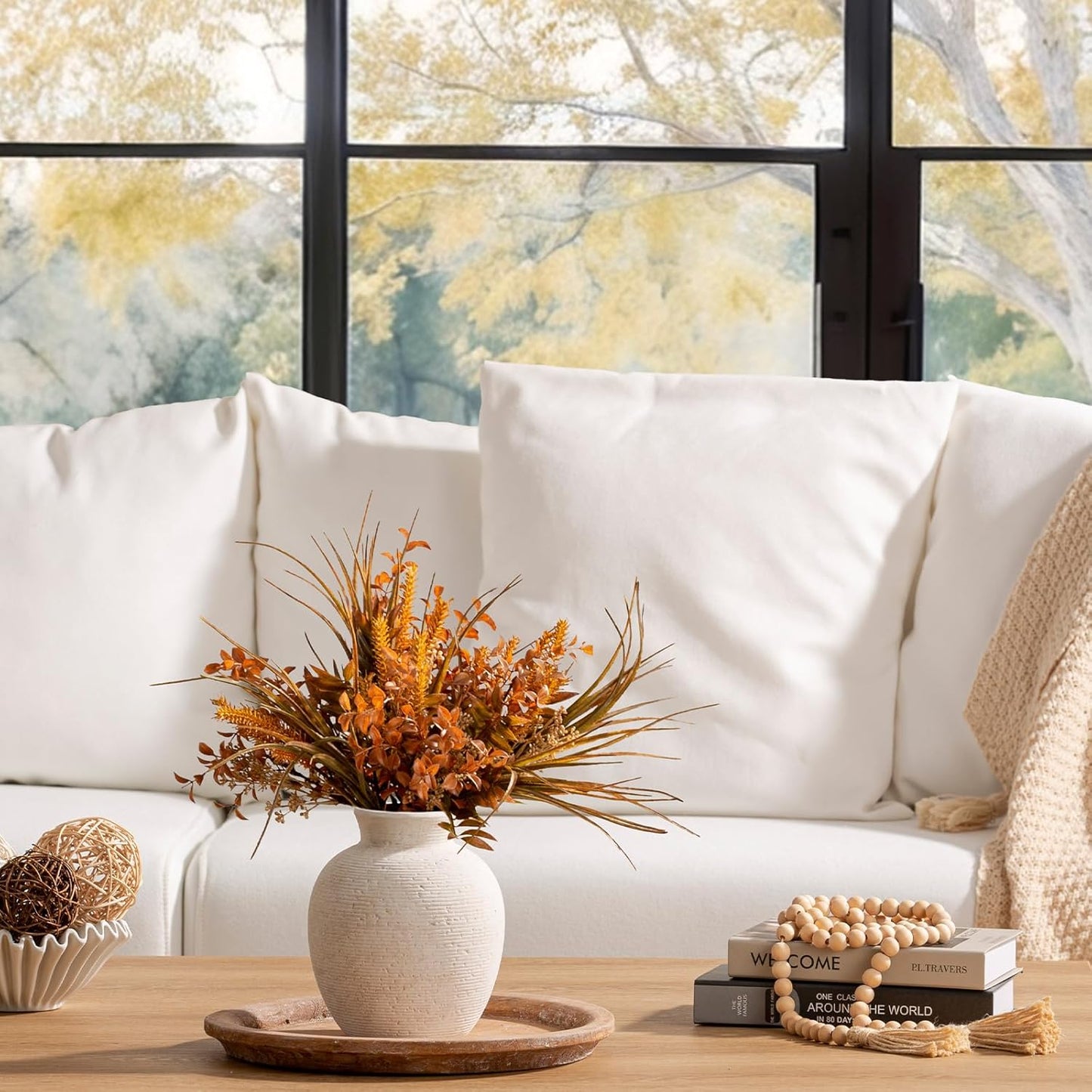 Ceramic Flower Vase Home Decor - Small Farmhouse Table Vases Rustic Vintage Living Room Kitchen Bedroom Decorations for House Book Shelf Office Coffee Desk Dining Fireplace (6" Rustic)