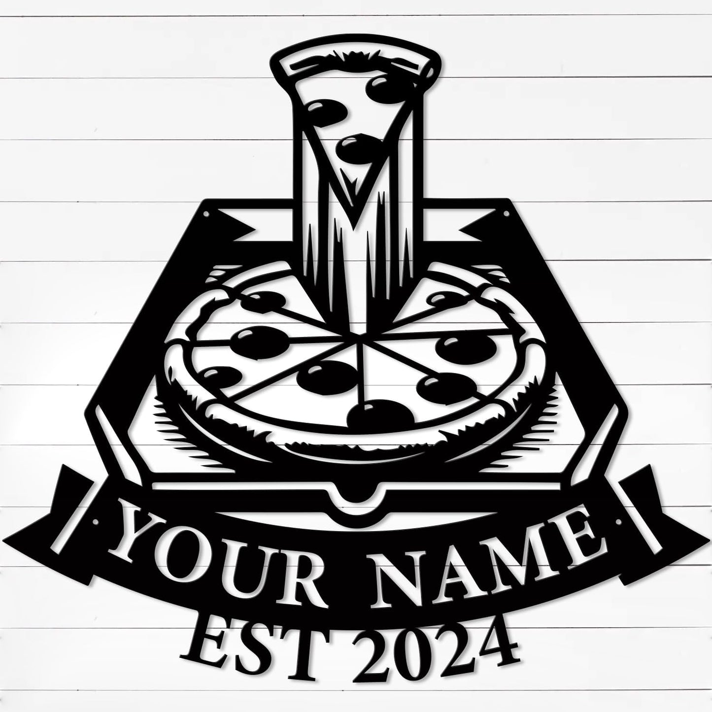 magilab Personalized Pizza Metal Sign, Custom Kitchen Wall Decor for Home & Outdoor, Food Lover Gift (Style B)