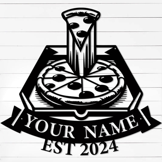 magilab Personalized Pizza Metal Sign, Custom Kitchen Wall Decor for Home & Outdoor, Food Lover Gift (Style B)