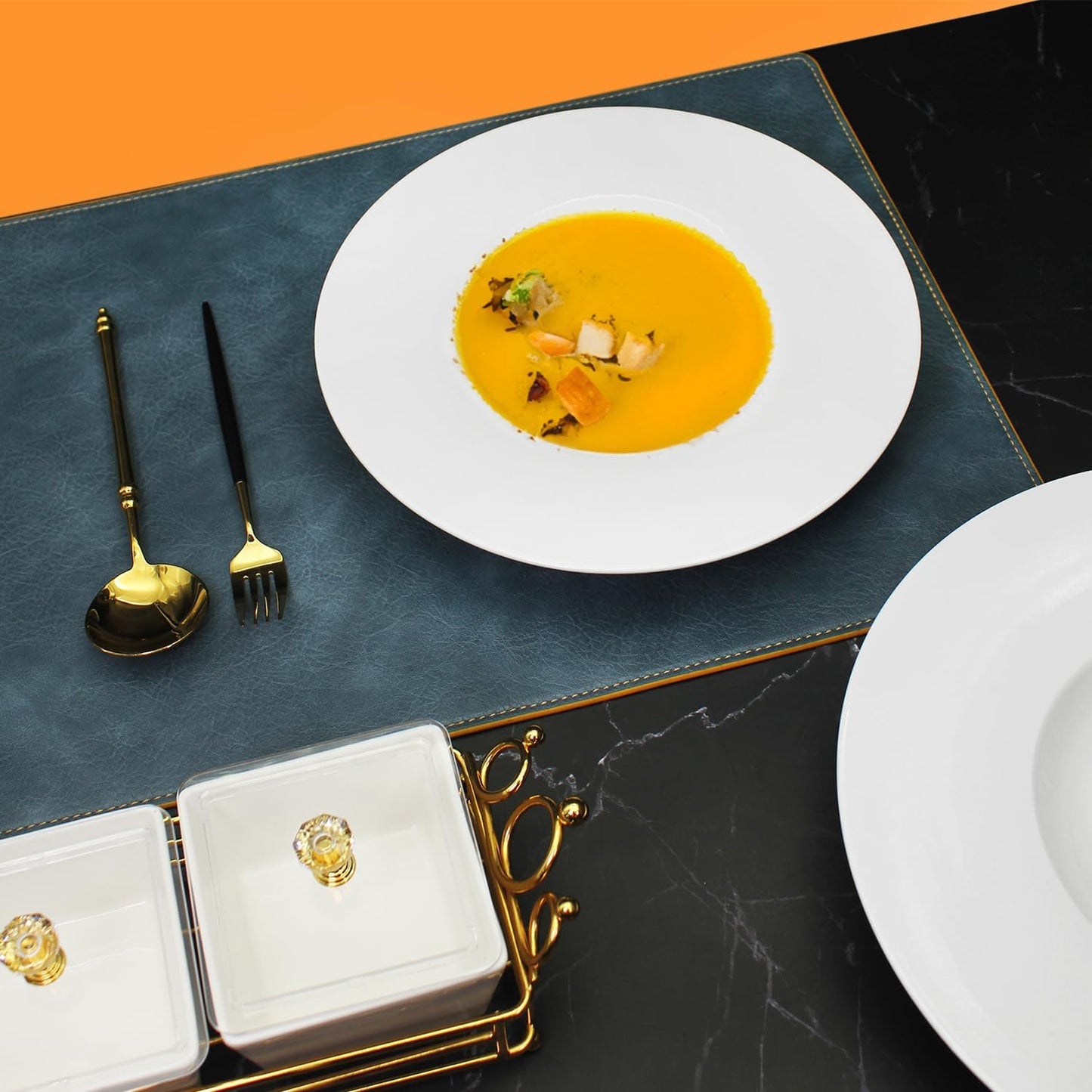 Ceramic Wide Rimmed Soup Plate, Soup Bowl 9 oz, Pasta Bowl Set of 4, White Shallow Bowl Plate with Rim, Best choice for high-end restaurants, hotels, and foodies, 10.85 Inch