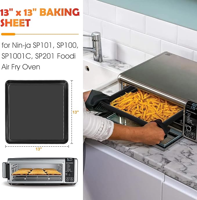 Ericair 13" × 13" Nonstick Baking Sheet, Replacement Baking Pan for Ninja SP100, SP101, SP1001C, SP201 Foodi Air Fry Oven, Baking Tray for Ninja Foodi 8-in-1 Air Fry Oven