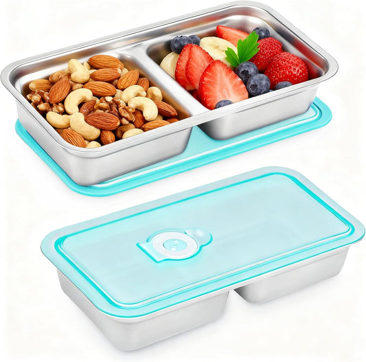 2 Pack Stainless Steel Snack Containers, Stainless Steel Snack Containers With Lids, Lunch Box Containers For Travel