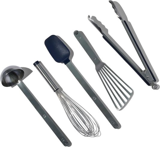 Made In Cookware - Stainless Steel Kitchen Utensil 5-piece Set - Ladle, Tongs, Whisk, Spoonula, Fish Turner