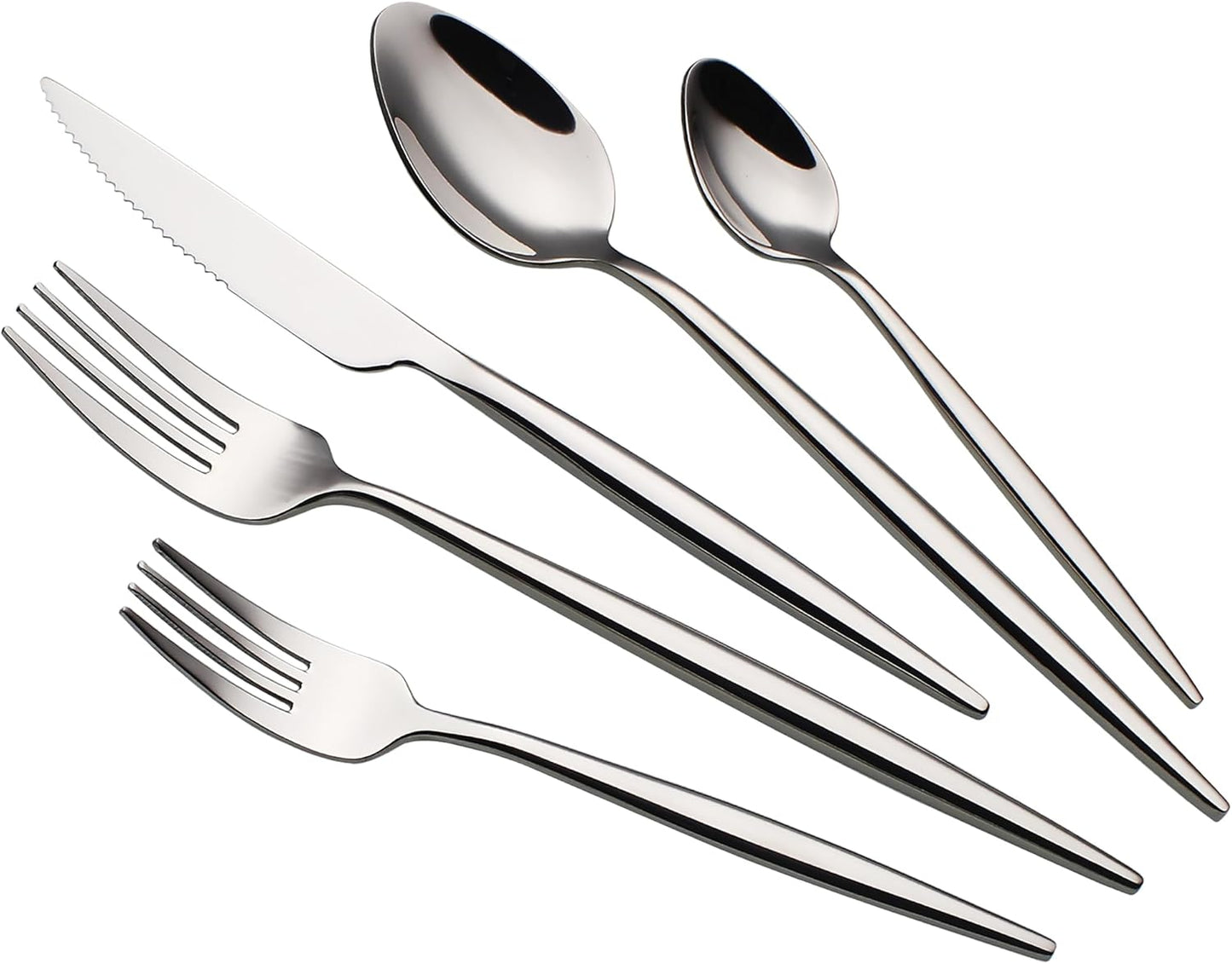 20 Piece Luxury Silverware Set for 4 Mirror-Polished 18/10 Stainless Steel Heavy Flatware Set Modern Cutlery Set Knife/Fork/Spoon Utensil Dishwasher Safe with Gifts