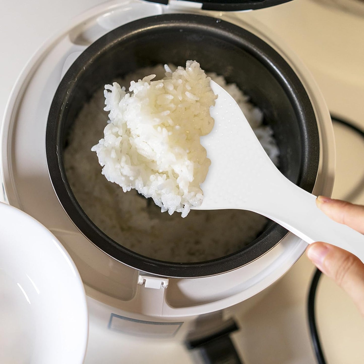 VOSAREA 2pcs Rice Spoons Ceramic Rice Paddles Non-stick Rice Serving Spoon Rice Potato Food Server Spatula Rice Scooper Kitchen Tool Rice Cooker Spoons Cooker Scoops