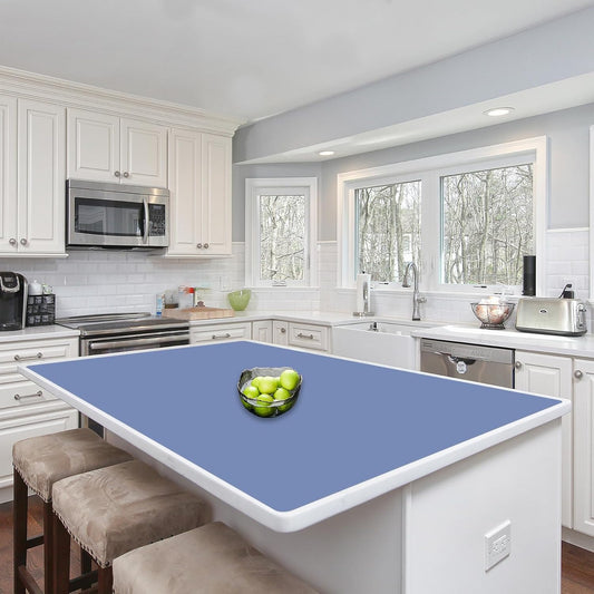 Silicone Mats for Kitchen Counter, 48"x32"(120cmx80cm) Large Heat Resistant Mat Kitchen Island Waterproof Countertop Protector Mat Nons-slip Extra Large Counter Mat, Lake Blue