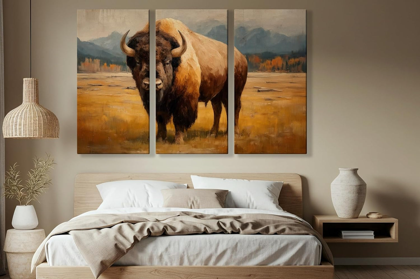 Wildlife Canvas Prints - Wild Animals Home Decor - Medium, Large, and Extra Large Wall Art for Living Room, Bathroom, Kitchen (American Titan, 47L" x 71W" - 3 panels)