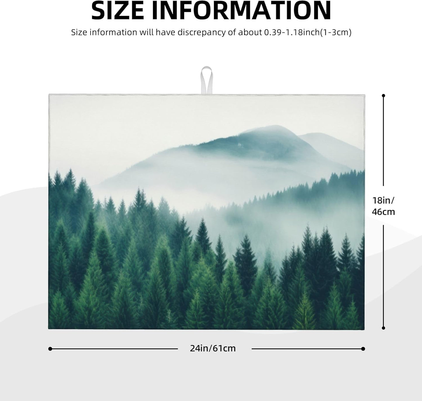 Forest Trees Mountain Dish Drying Mat 18x24 Inch, Microfiber Absorbent Fast Dry Mat Large Dish Mat Drying Kitchen Mat, Kitchen Drying Pad for Kitchen Counter Coffee Bar Decor Gifts