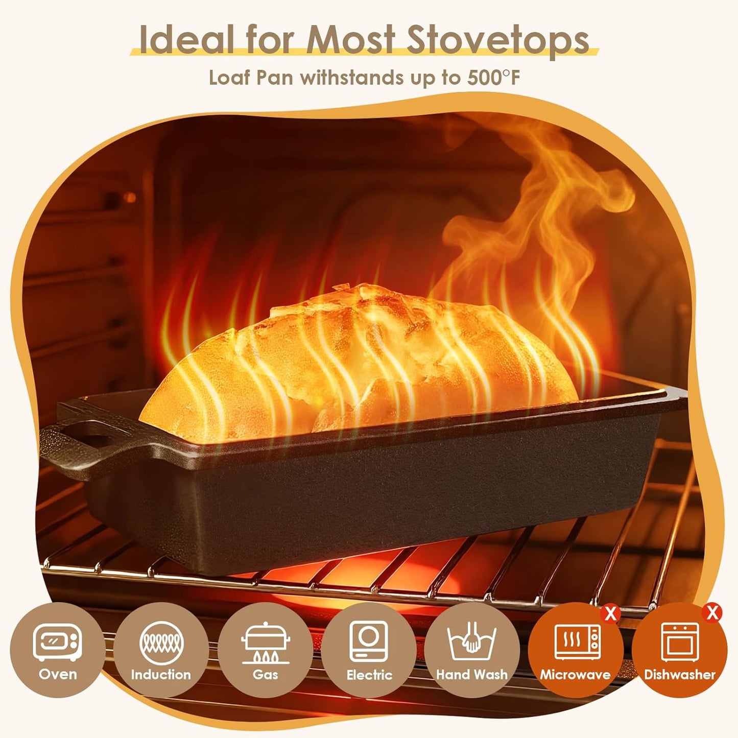 2 in 1 Cast Iron Loaf Pan with Lid, 9×5 Inch Bread Baking Pans for Homemade Bread, Pre-Seasoned Loaf Pan Bread Pan with Sourdough Bread Baking Supplies for Bread Baking, Meatloaf (2 Piece Set)