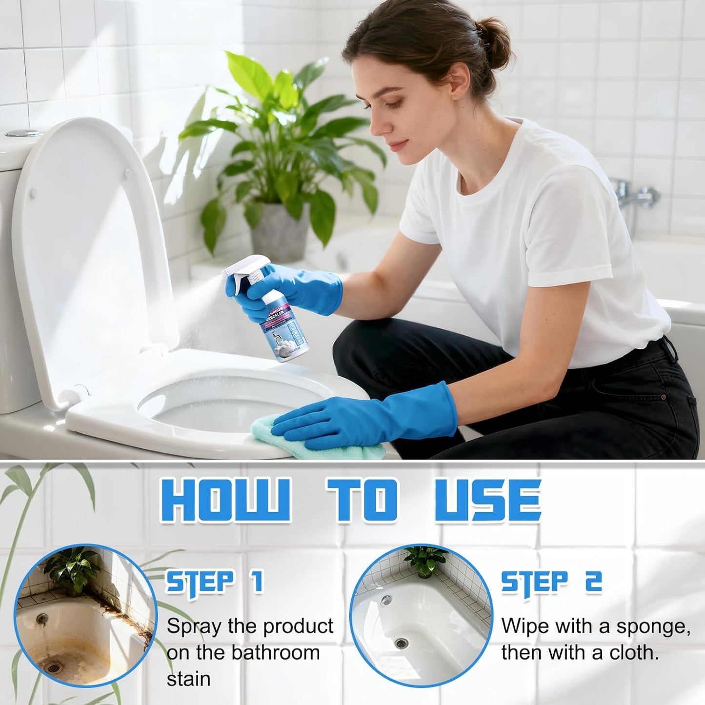 Bathroom Descaler Foam Cleaner, 2025 New Bathroom Descaler, Bathtub Cleaner,Stubborn Stains Cleaner,All Purpose Bathroom Cleaner Foam Spray for Home Kitchen(2pcs)