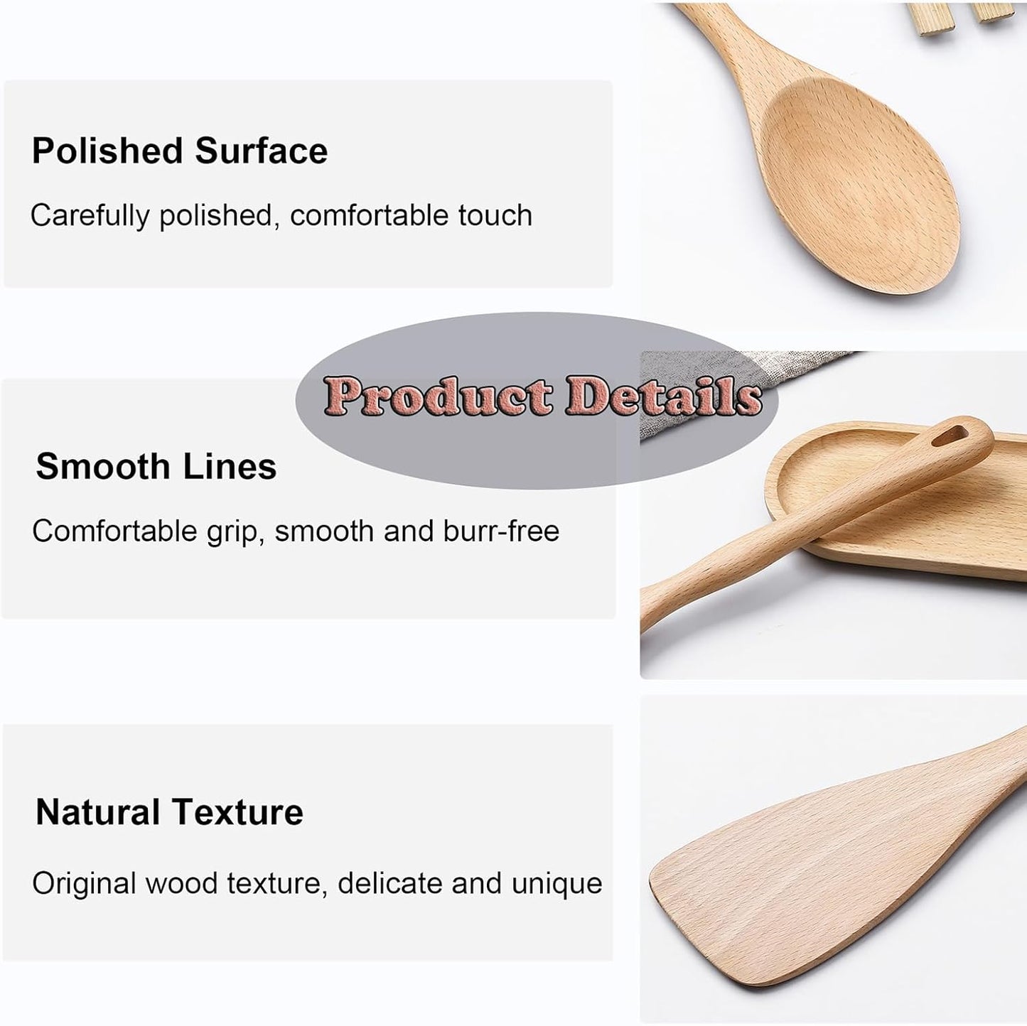 Wooden Spoons for Cooking 2 Pcs Kitchen Utensils Set Wood Spatula Spoon for Stirring Mixing Serving
