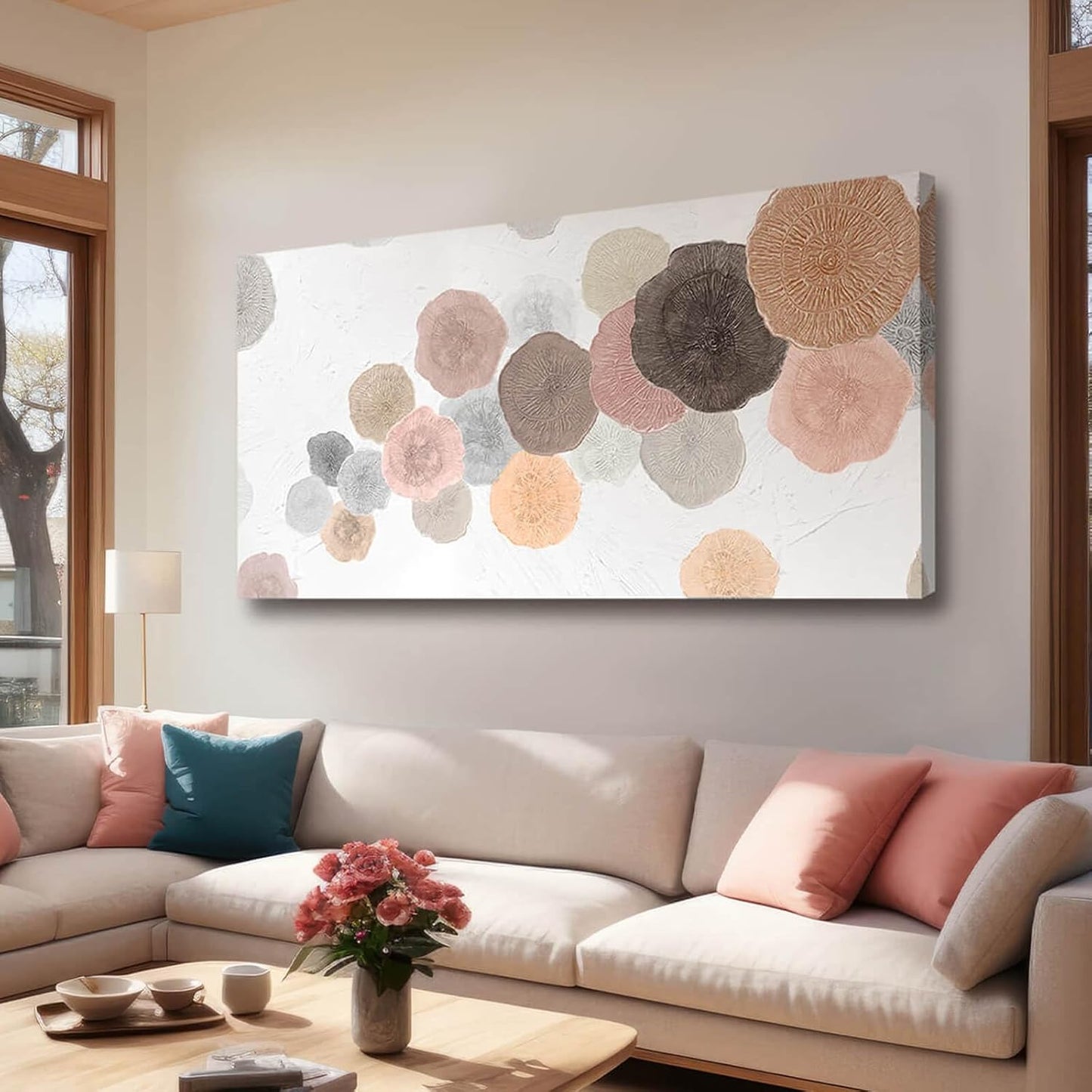 Wall Art for Living Room Colorful Painting Framed Canvas Prints Pink Wall Pictures Pop Art Decor for Dining Room Bedroom Home 24"x 48"