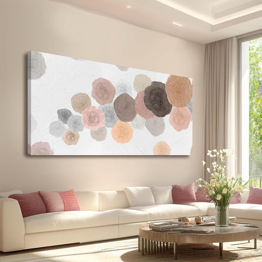 VAYIMDH Pink and Grey Painting on White Background Large Abstact Living Room Artwork Canvas Textured Wall Art for Bedroom Office 29"x 58" Hallway Decor