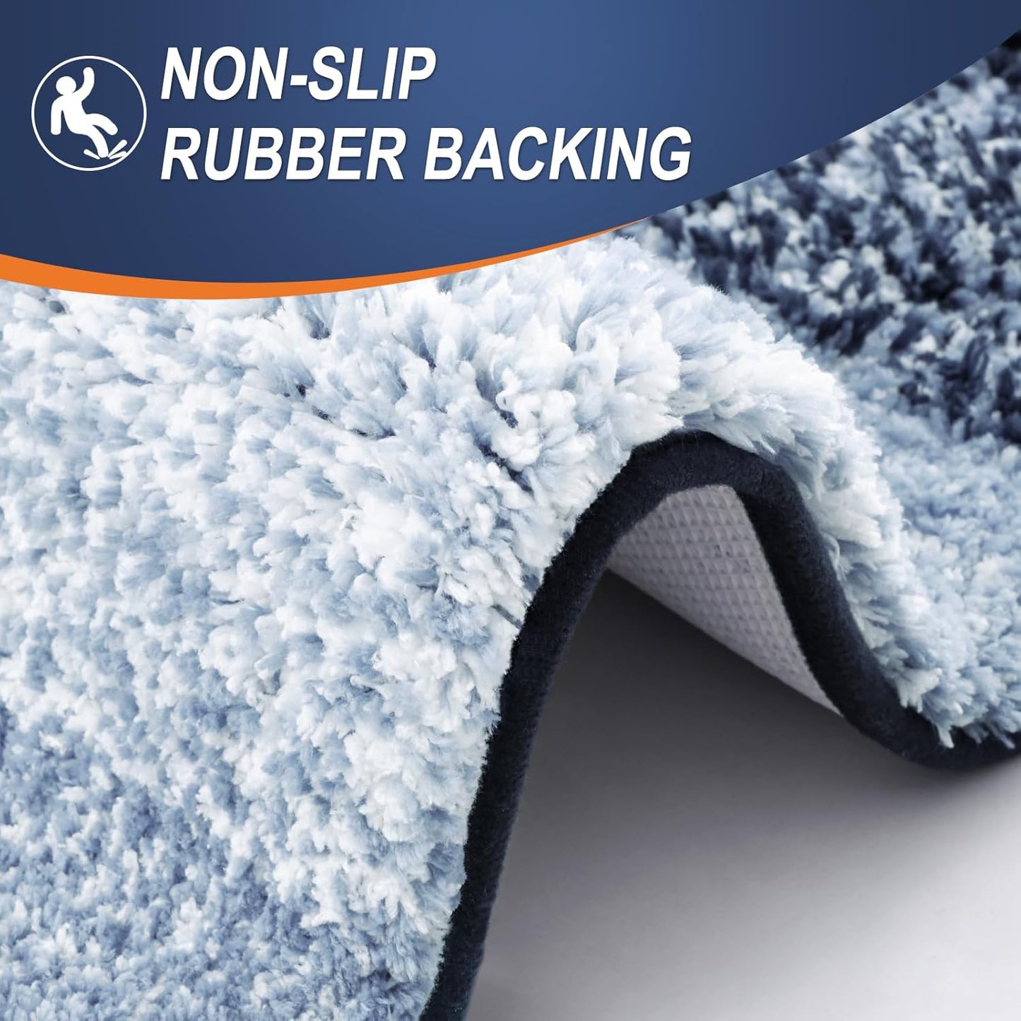 OLANLY Bathroom Rug Set 2 Piece, Soft Absorbent Microfiber Bath Rug Set, Non-Slip, Machine Wash Dry, Plush Shaggy Bath Mats for Bathroom (30"x20"+24"x16", Dark Blue)