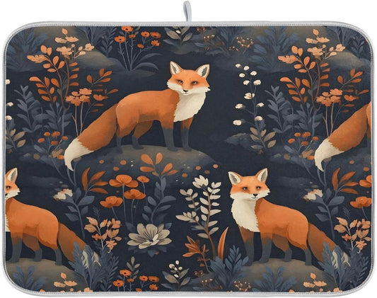 Fox Dish Drying Mat for Kitchen Counter Absorbent Dish Drainer Mats Drying Pads 18"x24"