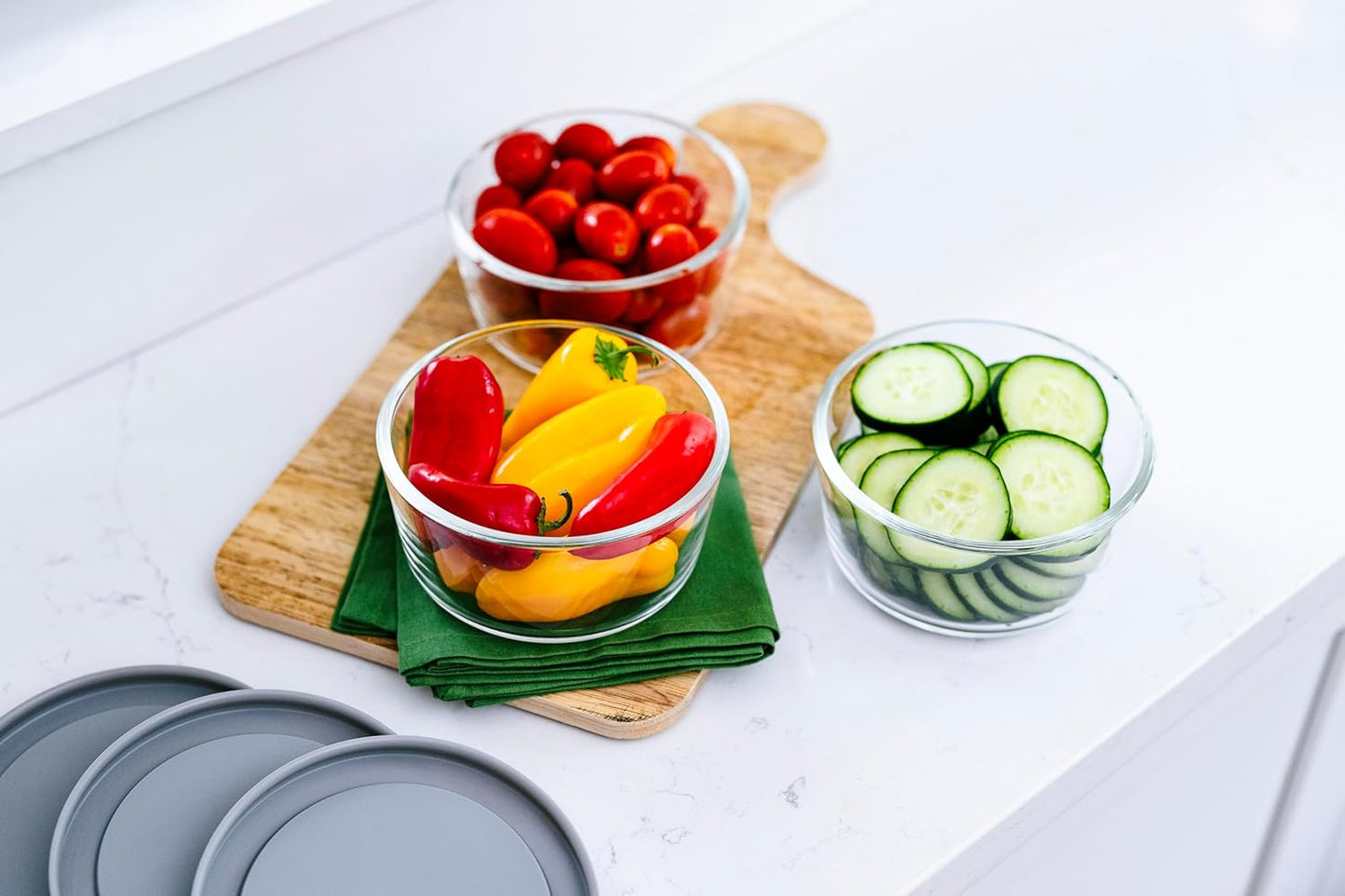 DURA LIVING 6-Piece Glass Food Storage Containers Set (3 Containers + 3 BPA-Free Lids) | 4-Cup, Leakproof | Microwave, Freezer, Oven & Dishwasher Safe | Ideal for Meal Prep & Pantry Organization