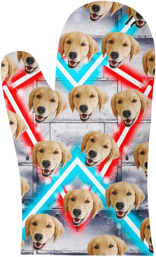 Customized Dog Oven Mitt with Picture, Personalized Photo Oven Mitt with Your Photo Customized Unisex Cat and Dog Mitt Gifts - Sci-fi Lights