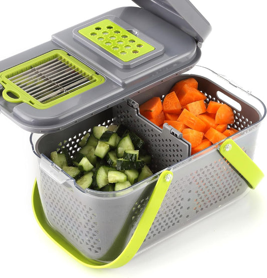 22PCS Multi-function Vegetable & Fruit Chopper, Mandolin Food Slicer, Veggie Shredder with Container, Essential Kitchen Gadgets (22 in 1, Gray)