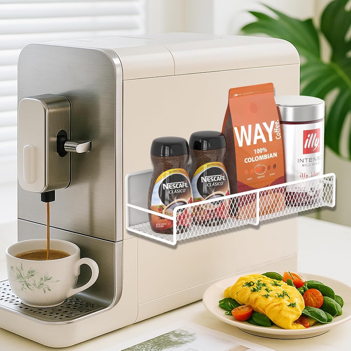 Magnetic Spice Rack for Refrigerator, 2 Pack Magnetic Shelf for Fridge with 4 Hooks, Black Magnetic Shelves, Organization and Storage Kitchen, Magnet Shelf for Fridge, Cabinet Organization